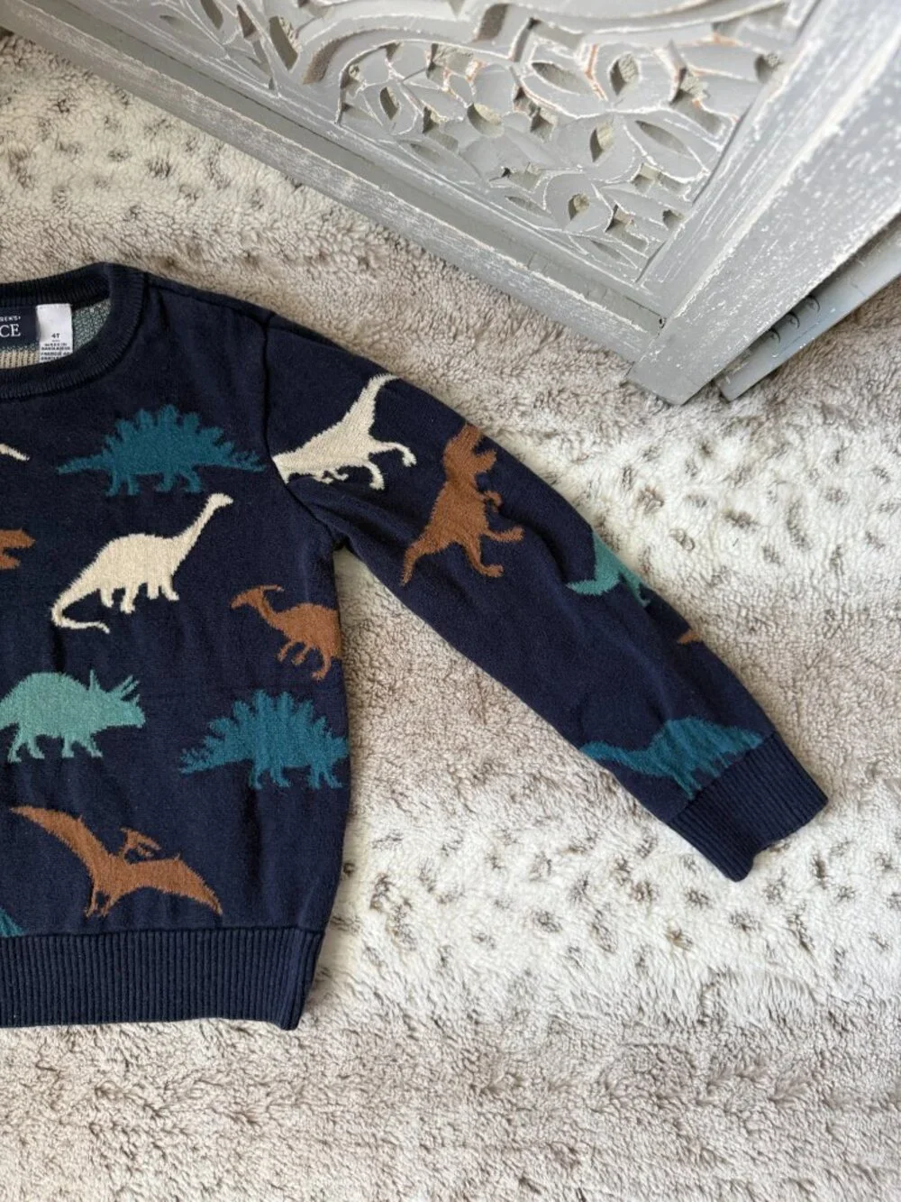 The Children's Place navy dinosaur sweater boys 4T preppy preschool winter